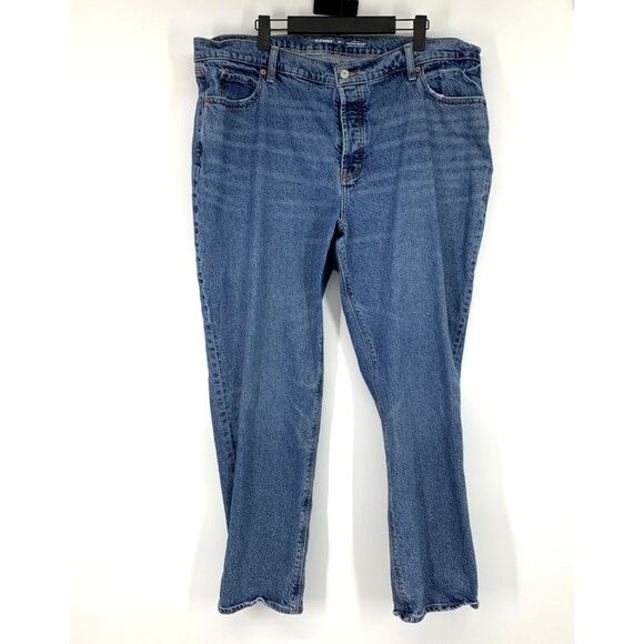 Old Navy Jeans High Rise Slouchy Straight Button Fly Blue Denim - Picture 2 of 9